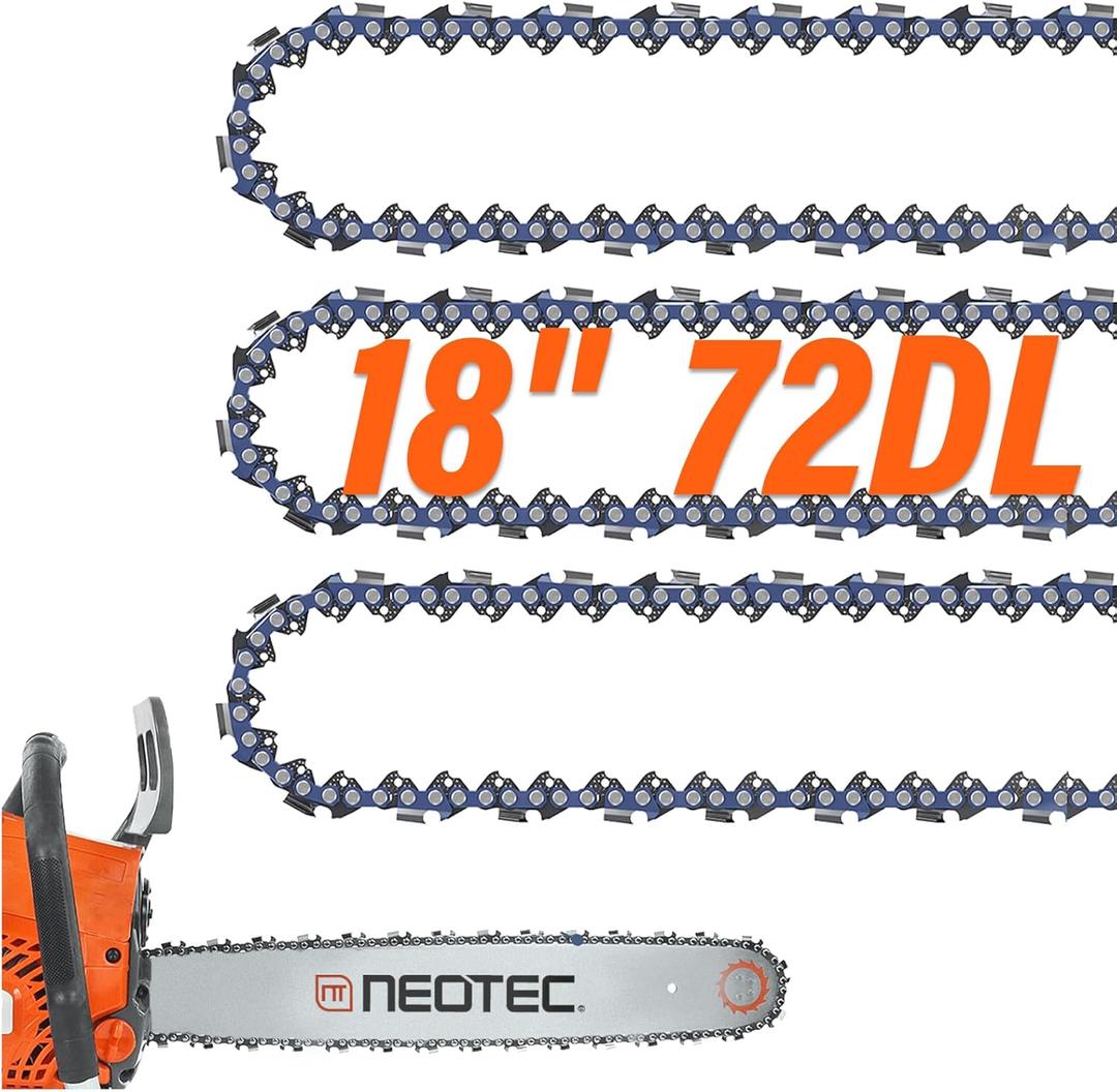 18 Inch Chainsaw Chain,0.325" Pitch .050" Gauge 72 Drive Links Fits for Husqvarna 440, 445, Fit for Echo CS-400, Jonsered - 591094872, 20lpx072g, and More H72 M72 (3 Chains)