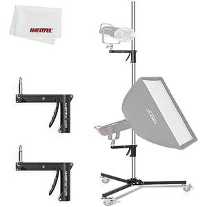AMBITFUL Heavy Duty Photography Light Stand with Wheels, 8.5FT Adjustable Steel Stand with Pistol Grip & 360° Casters, 1/4" 3/8" Screw for Studio Monolight, Softbox, Umbrella, Strobe Lights