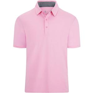 Men's Polo Shirts Short Sleeve Moisture Wicking Performance Golf Shirts Collared Lightweight Casual T-Shirt Athletic (Pink, L)