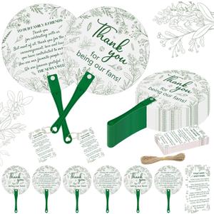Cinrobiye 100 Sets Wedding Hand Fans Bulk for Guests, Handheld Fans with Thank You Cards, Outdoor Bridal Shower Favors