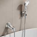 SINGSUO Bathtub Faucet with Sprayer, Filtered Shower Head Attaches to Tub Faucet, Metal Tub Tap with Sprayer, Bathtub Shower Attachment with 3 Adapters, 3-Mode Shower Head with ON/OFF Button (Chrome)