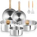 KOCH SYSTEME CS Stainless Steel Cookware Set, 18/10 Stainless Steel Pots and Pans Set 11PCS, Detachable Handle Pots and Pans for Easy Storage, Removable Handle Cooking Set, Induction Compatible