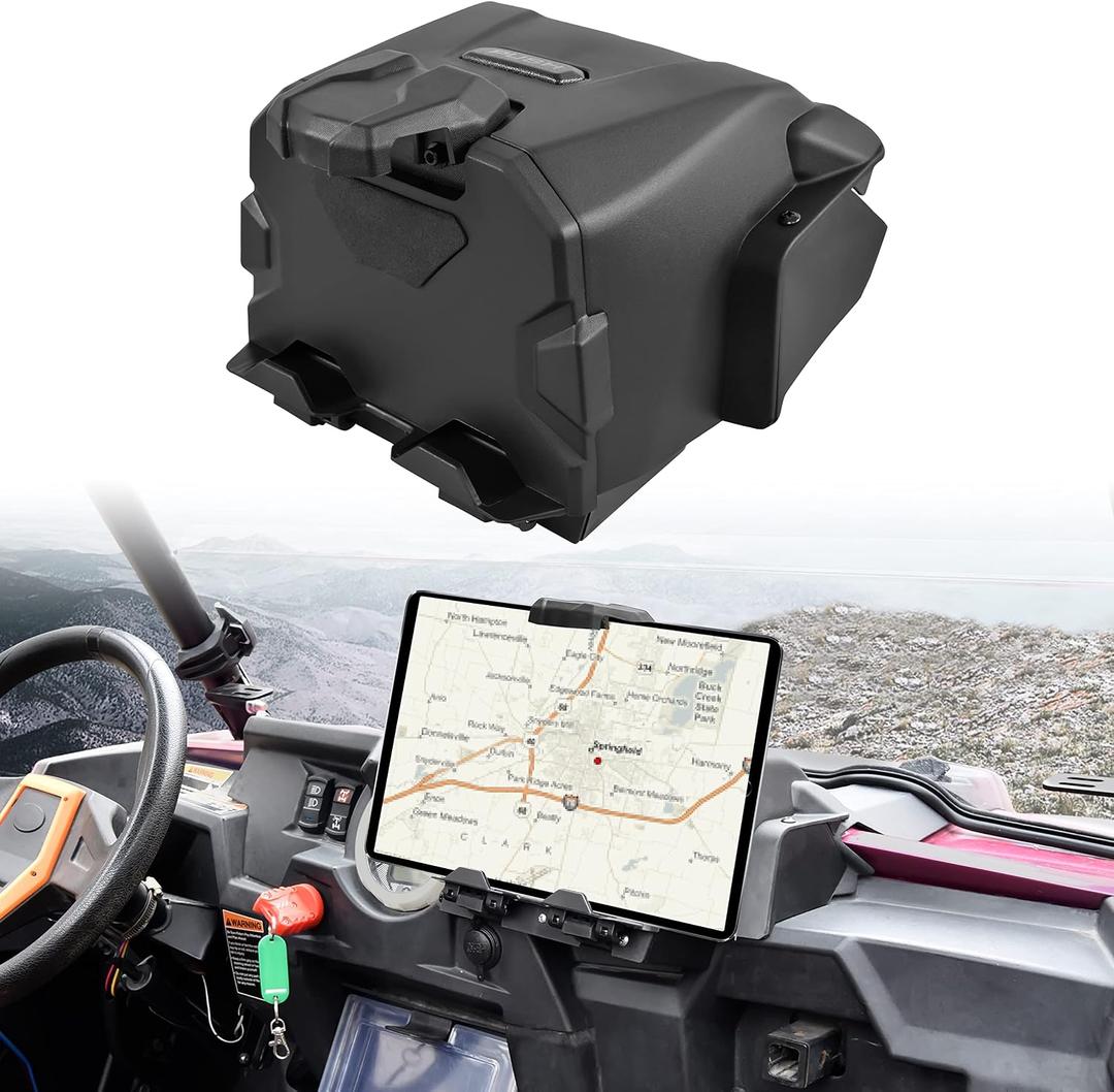 SAUTVS Tablet Holder Phone Mount with Storage Box for Polaris RZR XP 1000/ XP 4 1000 2014-2018 Accessories, Electronic Device GPS Phone Holder Tablet Mount with Storage Bin