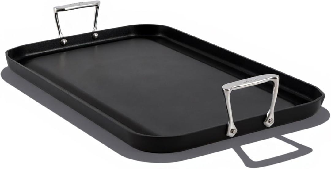All-Clad HA1 Hard Anodized Nonstick Griddle 13x20 Inch Oven Broiler Safe 500F Pots and Pans, Cookware Black