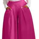 Hostoyo Casual Plus Size Wide Leg Palazzo Pants for Women Lounge High Waist Skirt Pants with Pockets Elastic Waistband (Pink, XXL)