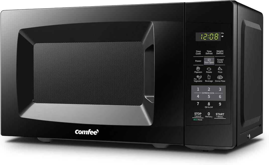 COMFEE' Countertop Microwave Oven, 0.7 Cu.Ft, 700W, Black, ECO Mode