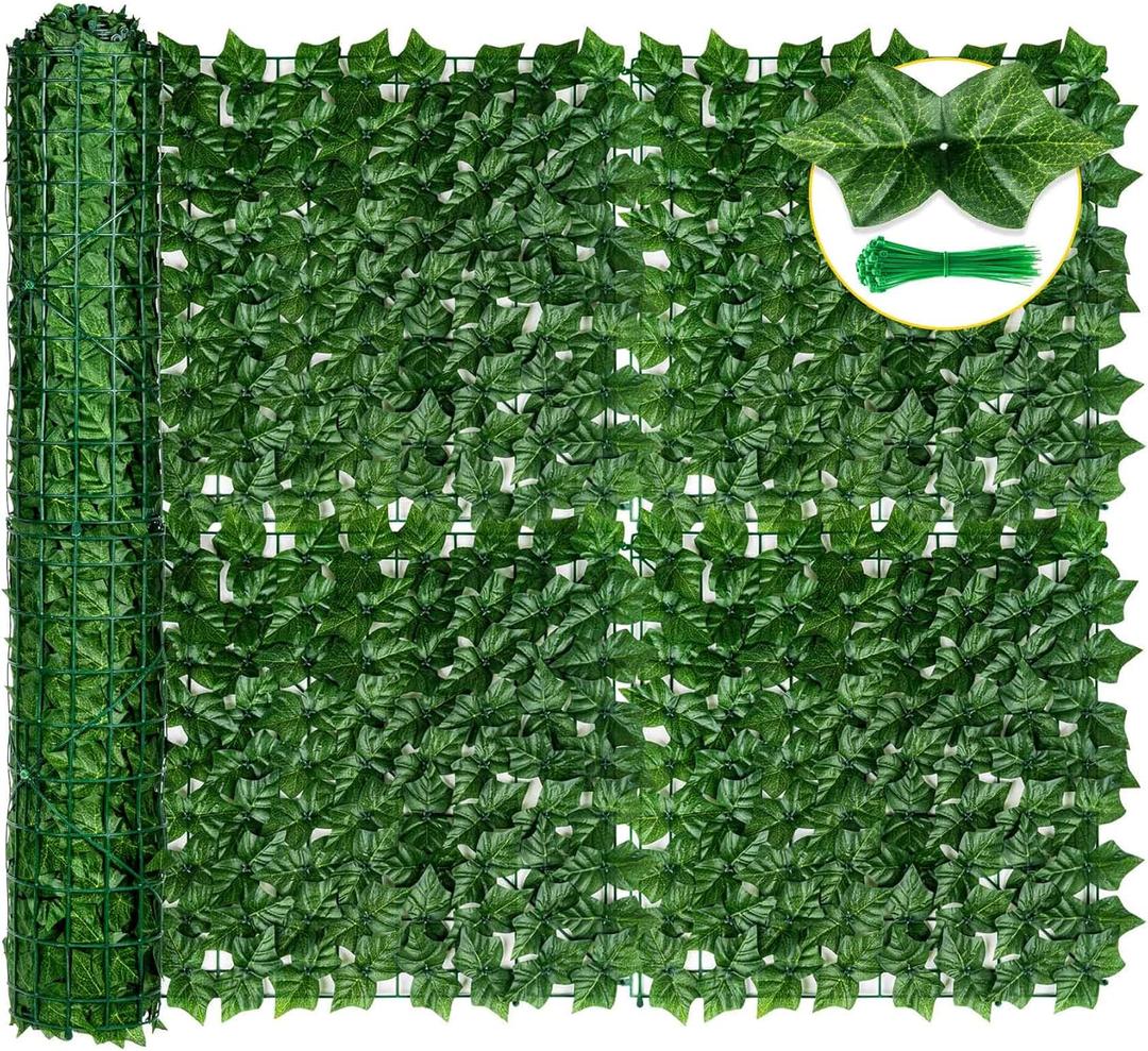 KASZOO 120"x40" Artificial Ivy Privacy Fence Screen - UV-Anti Breathable Faux Ivy Greenery Fence Panels for Patio, Balcony, Garden, Backyard Indoor Outdoor Decor