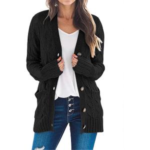MEROKEETY Women's Cable Knit Cardigan Sweaters 2026 Fall Spring Long Sleeve Open Front Button Down Trendy Outerwear Coats XL