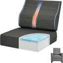 Baibu Gel Memory Foam Recliner Cushions with Lumbar Support Pillow for Elderly, 20x20x5 Inch Thick Dual-Layer Patent Design Non-Slip Seat Cushion for Recliner Chair for Reduce Hip & Lumbar Pain, Black