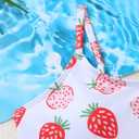 Girls One Piece Swimsuit Cute Straberry Print Bathing Suit Ruffle Quick Dry Swimwear Red 13-14 Years