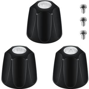 Metal Shower Knobs 3 Piece Replacement, Compatible with Price Pfister Verve and Bathtub Shower Faucet Handle, Shower Knobs Include Hot/Cold/Diverter and 3 Screws (Matte Black)