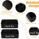 2 Pack Snack Organizer for Countertop With Handles - 6 Compartment Box Basket, Bar Station, Kitchen Cabinet Pantry Storage - Black