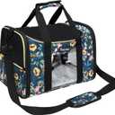 Petmolico Cat Carrier Soft-Sided Pet Bag,  Cats Puppies 16LBs - Airline Approved Pet Travel Carrier 3 Open Doors (Medium,Green Peony)