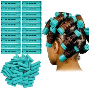 YOROSTAR 20pcs Green Plastic Cold Wave Rods Set for Natural Hair Hair Rollers for Long Short Hair DIY Hairdressing Tools (1 Count (Pack of 20))
