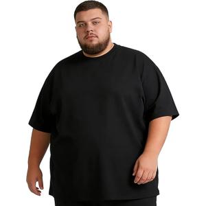 Men's Big T-Shirts6XL Soft Cotton Blend Plus Size Short Sleeve Tees, Comfort Stretch Crew Neck Plain Casual Shirts