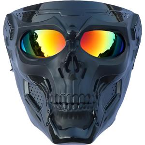 Wokyo Motorcycle Helmet Riding Goggles Glasses Anti Fog Face Mask Dirt Bike Atv Motocross Eyewear (Black, Colorful Lens)