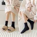 Womens Cozy Crew Socks Soft Winter Sleeping Christmas Fuzzy Ankle Socks 3 Pairs Size 5-10 (Solid Color a)