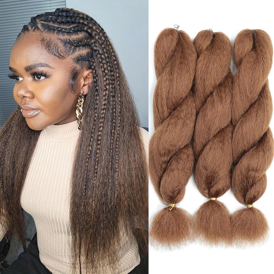 Crochet Vixen Bundles 22 inch Kinky Straight Crochet Hair for Black Women 3 Packs Premium Synthetic Fibers Crochet Braids (30#, 22 inch)