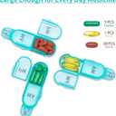 Daviky Monthly Pill Organizer 2 Times a Day, 30 Day Pill Box AM PM with Separate Container, One Month Medicine Case Twice a Day to Hold Vitamins, Supplements and Medication (Cyan)