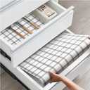 Drawer and Shelf Liner, Non-Slip Kitchen Cabinet Liners Non-Adhesive Thick Strong Grip Waterproof Washable Mats Protect Dresser Shelves Cupboard Bathroom Cabinets, White Stripes, 24IN X 10FT