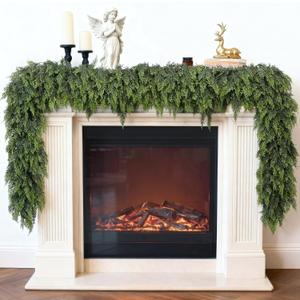 Real Touch Christmas Cedar Garland -5ft Artificial Garlands Faux Cedar Fake Pine Needles Garland for Fireplace,Table,Window,Stairs,Mante,Holiday Indoor Outdoor Xmas Decor(2PCS)