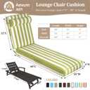 Chaise Lounge Cushions Outdoor 80x26x4 Inch, Patio Lounge Chair Cushions w/High Density Foam, 4 Inch Pool Lounger Cushion w/Removable Cover Handles, Fits Poolside Patio Outdoor Furniture, Greenstripe