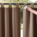NICETOWN 2 Pieces Outdoor Curtains for Pergola Waterproof, Self-Sticky Tab Top Blackout Indoor Outdoor Public Dividers Vertical Drapes Windproof Keep Privacy for Pool/Gazebo, W52 x L95 inch, Tan