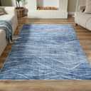 WITSHOCK 5x8 Area Rug Blue Rug for Living Room, Washable Rugs for Bedroom Dining Room Kitchen Nursery, Modern Wave Striped Rugs, Non Slip Stain Resistant Lightweight Carpet Home Decor, Blue