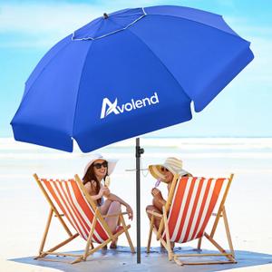 8.5FT Beach Umbrella, Portable Outdoor Umbrellas for Sand with Anchor Heavy Duty High Windproof, Height Adjustable Tilt Iron Pole, Patio Umbrella UV 50+ Protection Air Vent, Patio Garden Pool