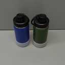 Kids Insulated Water Bottle-12 oz Stainless Steel Sports Water Bottle Wide Mouth with Leakproof Spout Lid-Gift for Boy, 2 Pack (Navy-Grass Green)