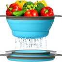 Strainers Set of 2 - Collapsible Silicone Colanders For Easy Storage by Comfify - Use with Pasta & Veggies or as a Fruit or Berry Bowl with Strainer - Irreplaceable for Campers - Blue