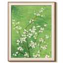 InSimSea Framed Vintage Wall Art Green Blossom Floral Art Prints, Minimalist White Flower Branch Painting Pictures, Modern Botanical Print Artwork for Bedroom Living Room 16x20 IN