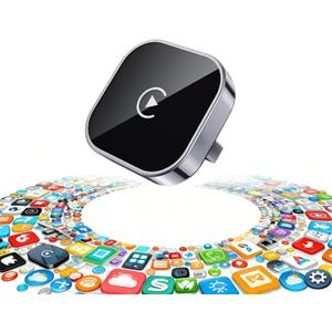 Wireless CarPlay Adapter & Android Auto Dongle, Shiny SilverFast Auto-Connect, Compact Plug & Play Wireless CarPlay Converter for iPhone & Android, USB/USB-C, No Delay, Seamless Reconnection