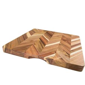 Lipper International Acacia Herringbone Square Cutting and Serving Board with Inset Handles for Chopping Meats, Fruits and Vegetables, 14" x 14" x 1" Thick