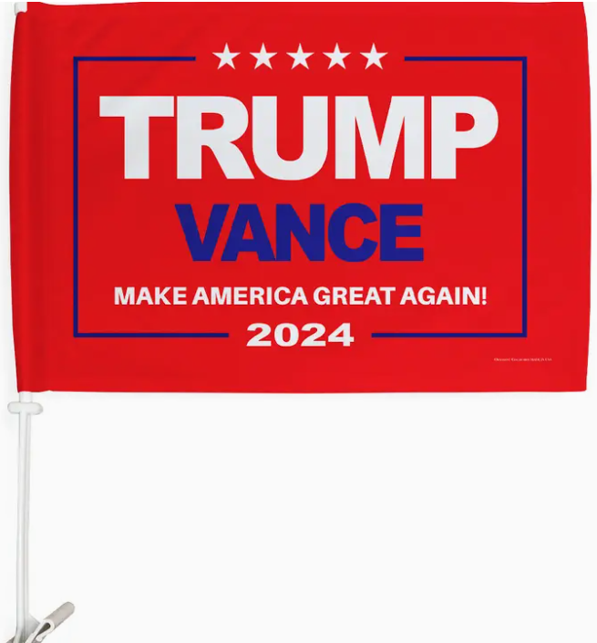 Trump Vance 2024 Flag for Car Red Bandera para Carros Window Clip Pole Mount Kit Rally Shooting 2024 Poster Auto Decor MAGA Sign Outdoor Decorations Republican Gift Made in USA