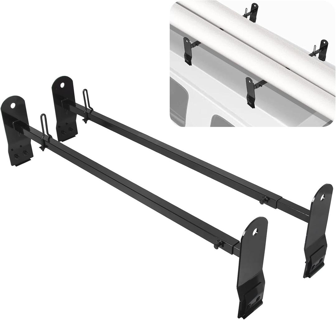 ECOTRIC Cross Bar 53"-66" Compatible with 1999-2022 Chevy Express 2500 3500/GMC Savana 2500 3500/Ford E-150 E-250 E-350 E-450 Ladder Rack Carrier