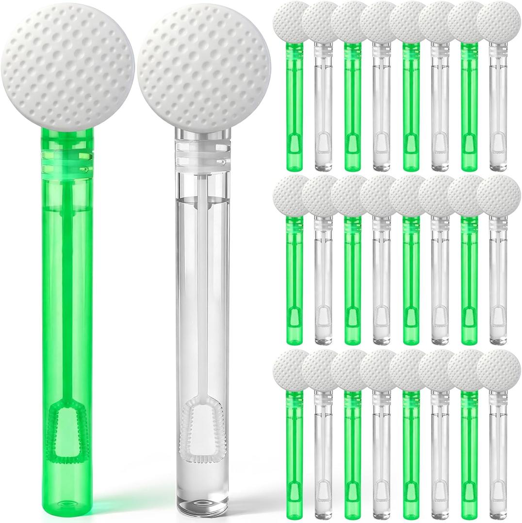 Hollowfly 24 Pcs Golf Party Favors Green and White Bubble Wands Bulk for Birthday Party Supplies Piñata Goodie Bag Stuffers Carnival Prizes Summer Gifts (Golf)