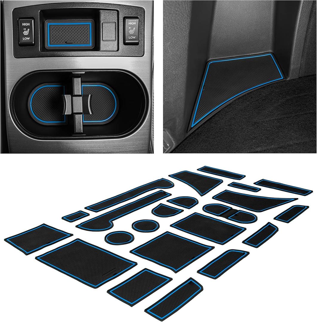 CupHolderHero Fits Subaru Outback and Legacy 2009-2014 Accessories - Custom Non-Slip Anti-Dust Cup Holder Inserts, Center Console Liners, Door Pocket Mats, Interior Protection, 22pc Set, Blue Trim