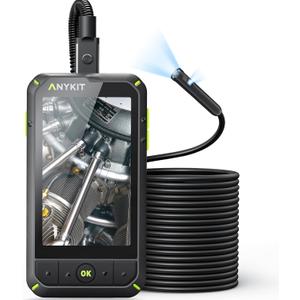 Anykit Dual Lens Borescope,1080P Industrial Endoscope with Light, IP67 Waterproof Inspection Cam, Sewer Camera with 4.0" IPS Screen, Waterproof 16.5ft Snake Camera, 32GB Card