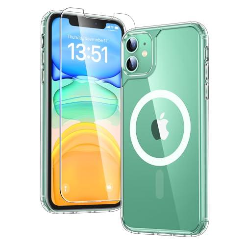TAURI for iPhone 11 Phone Case Clear [Compatible with Magsafe], with HD Screen Protector, [Military Grade Drop Protection] Shockproof Slim Case for iPhone 11 Case 6.1 inch