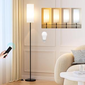 Ambimall Floor Lamps for Living Room, 64" Modern Floor Lamp with Remote Control and Stepless Dimmable Colors Temperature & Brightness, Standing Lamps for Living Room Bedroom Office, 9W Bulb Included (64.57 inches, Awhite)