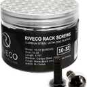 RIVECO 100PCS 10-32 Rack Screws for Server Cabinets & Racks Tapered Holes Mounting Network Equipment Audio Devices, Carbon Steel Black