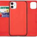 EYZUTAK Case for iPhone 11 6.1 inch, Glossy PU Leather 9 Card Slots Magnetic Closure Detachable Wrist Strap Zipper Wallet Shockproof Removable Back Cover Case - Red