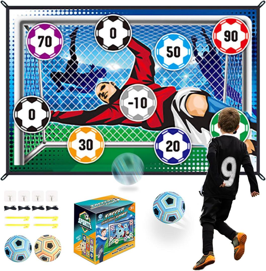 JHHJIFY Soccer Ball Game Mat Set, Soccer Ball Indoor Target Toss Party Game, Sports Toys and Gift for Kids Boys Girls for 3 4 5 6 7 8 Year Old Boy Toys Birthday