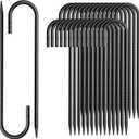 Rebar Stakes 12 Inch J Hook Ground Stakes Heavy Duty 30 Pack Chain Link Fence Stakes Galvanized Anchors Metal Tent Stakes for Wire Fencing Concrete Forming Trampolines Camping Canopies Shed Swing