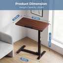 DUMOS Adjustable Rolling Desk, Mobile Overbed Bedside with Hidden Wheels, Portable Laptop Standing Desks Computer Workstation for Bed Sofa Couch, Brown