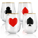 Card Suits Cocktail Glasses for Poker Night - Set of 4