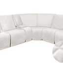 HDCAXKJ 100% Waterproof Velvet Recliner Sectional Couch Covers L Shaped Corner Reclining Sofa Cover Washable Thick Non Slip Sectional Slipcover with Pockets (5 Seat and 1 Middle Console, Ivory)