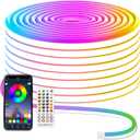 Led Neon Rope Lights, 50Ft RGB LED Strip Lights, Control with App/Remote, IP65 Waterproof Flexible Outdoor Led Rope Lights, Multiple Modes, Music Sync Neon Lights for Bedroom Gaming Room Decor (RGB (Red, Green, Blue))
