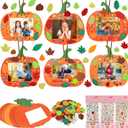 24 Sets Fall DIY Picture Frames Craft Kit Pumpkin DIY Photo Frame Autumn Photo Craft Kit with Foam Maple Leaves Rhinestone Stickers for Thanksgiving Decor Favor Art Gift Kids Classroom Home Activity